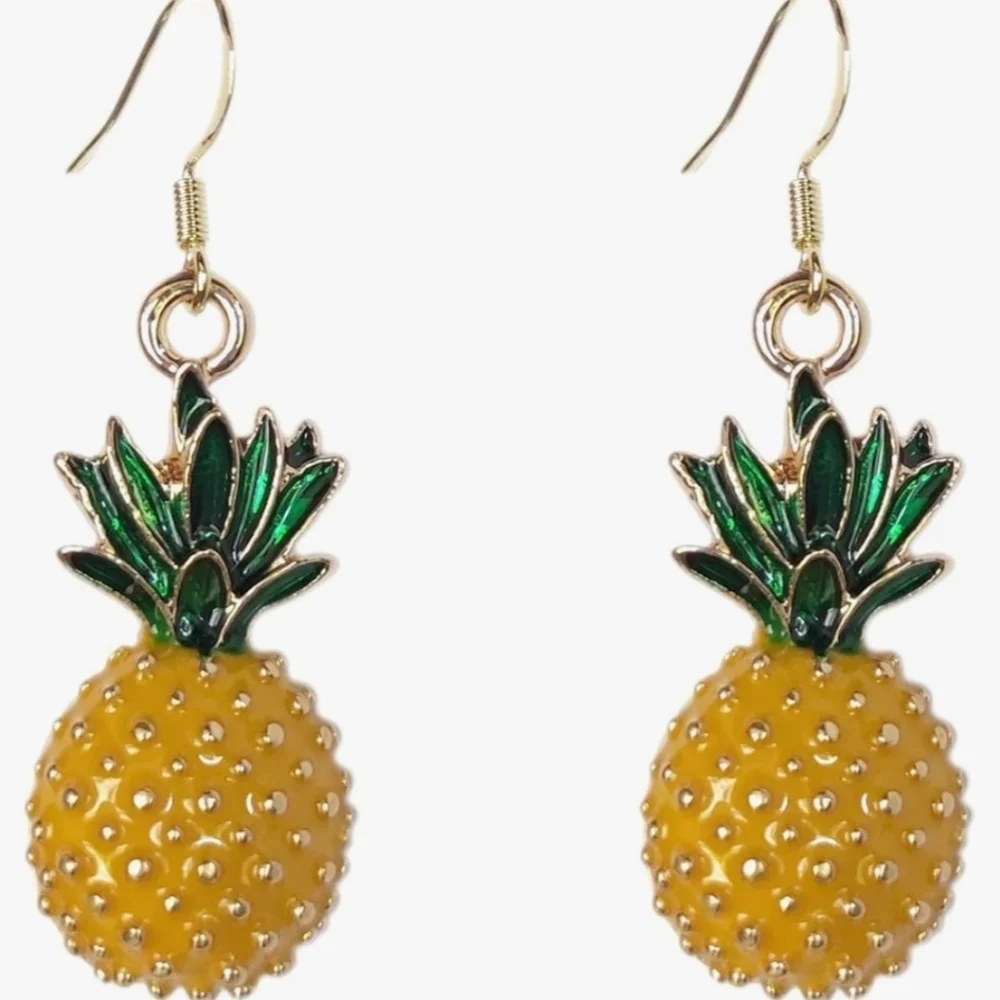 Women’s Jewelry Unique Tropical Pineapple Dangle Earrings in Yellow and Green